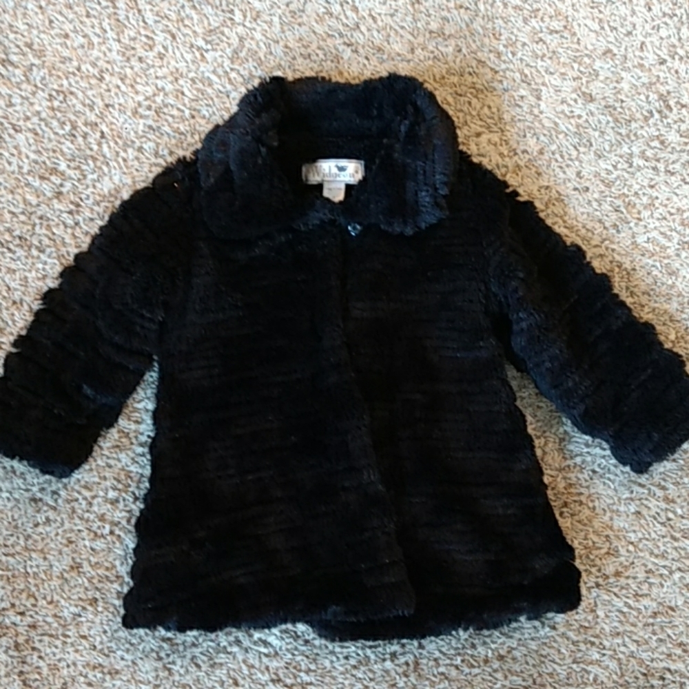 Widgeon black faux fur coat girls 3T